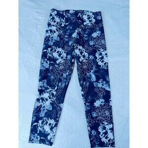 BALANCE COLLECTION BLACK-WHITE FLORAL Work Out  Leggings Yoga Pants ,SZ L